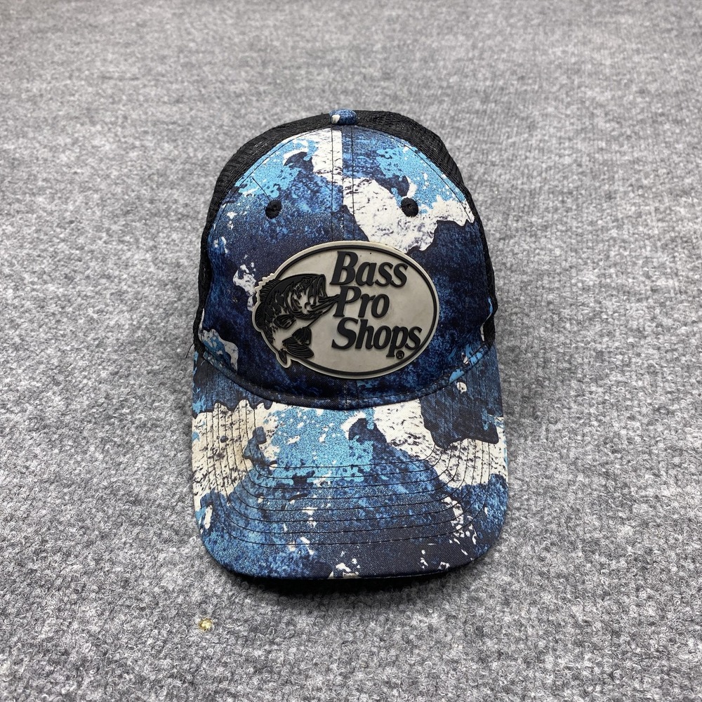 Bass Pro Shops Trucker Hat Blue Camo Mesh Back Snapback Mens One Size Cap